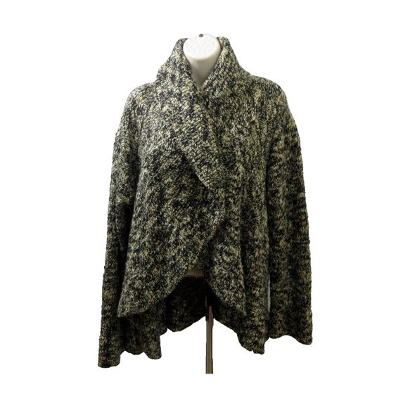 Jones New York Collection Open Cardigan Sweater Sz XL Black Textured Curved Hem - Picture 3 of 10